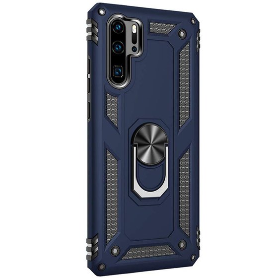 Microsonic Huawei P30 Pro Kılıf Military Ring Holder Lacivert