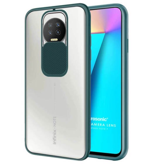 Microsonic Infinix Note 7 Kılıf Slide Camera Lens Protection Koyu Yeşil