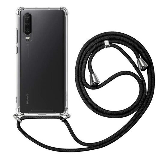 Microsonic Huawei P30 Kılıf Neck Lanyard Siyah