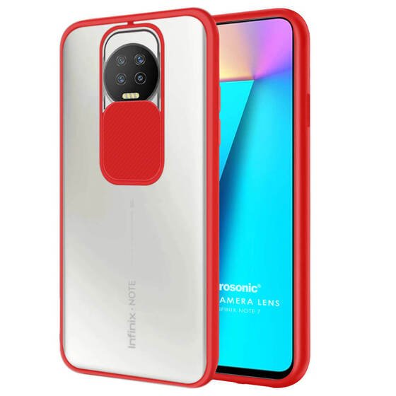 Microsonic Infinix Note 7 Kılıf Slide Camera Lens Protection Kırmızı