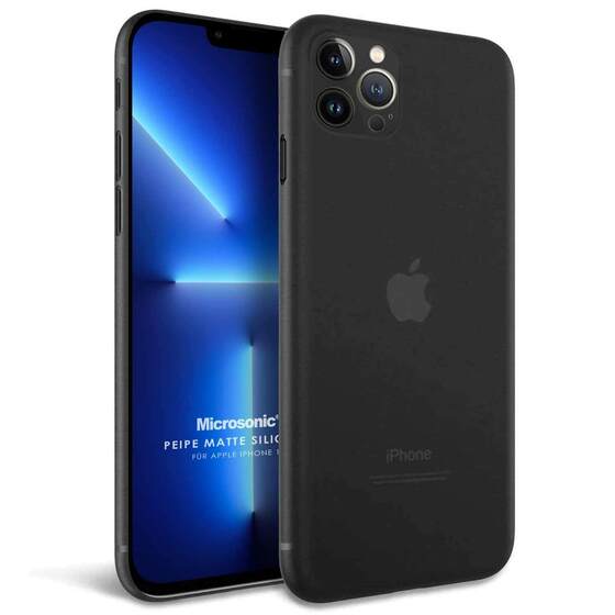 Microsonic Apple iPhone 13 Pro Max Kılıf Peipe Matte Silicone Siyah