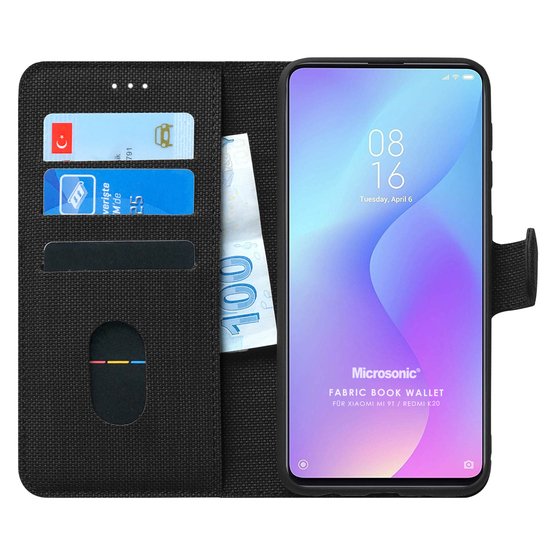 Microsonic Xiaomi Mi 9T Kılıf Fabric Book Wallet Siyah