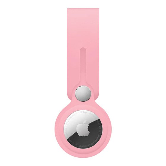 Microsonic Apple AirTag Kılıf, Silicon Loop Key Ring Açık Pembe