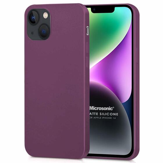 Microsonic Matte Silicone Apple iPhone 14 Kılıf Mor