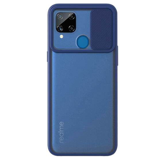 Microsonic Realme C15 Kılıf Slide Camera Lens Protection Lacivert