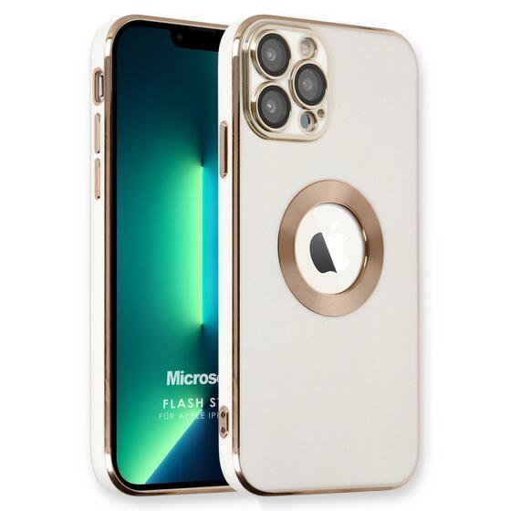 Microsonic Apple iPhone 13 Pro Kılıf Flash Stamp Beyaz