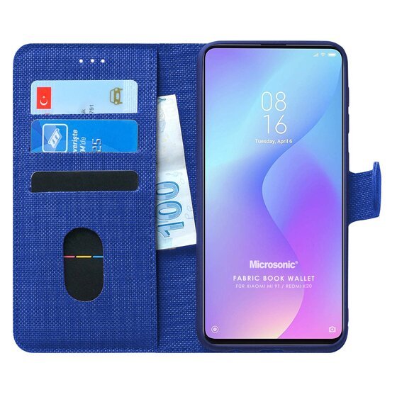 Microsonic Xiaomi Mi 9T Kılıf Fabric Book Wallet Lacivert