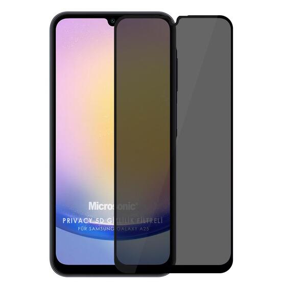 Microsonic Samsung Galaxy A26 Privacy 5D Gizlilik Filtreli Cam Ekran Koruyucu Siyah
