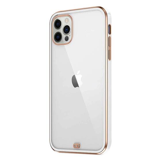 Microsonic Apple iPhone 12 Pro Kılıf Laser Plated Soft Beyaz