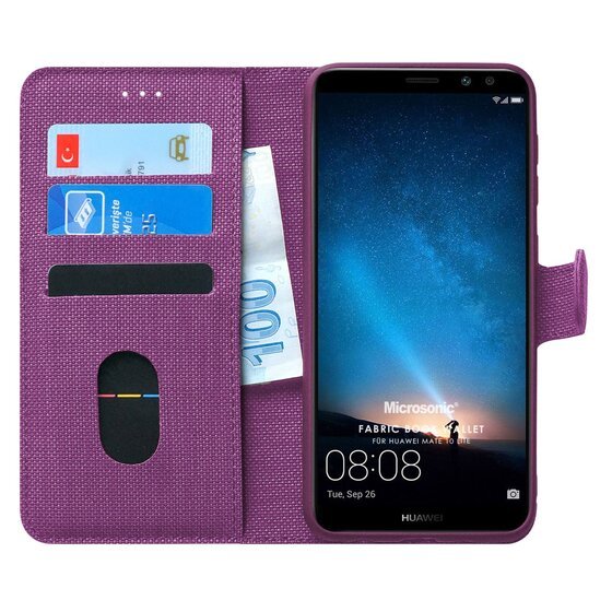 Microsonic Huawei Mate 10 Lite Kılıf Fabric Book Wallet Mor