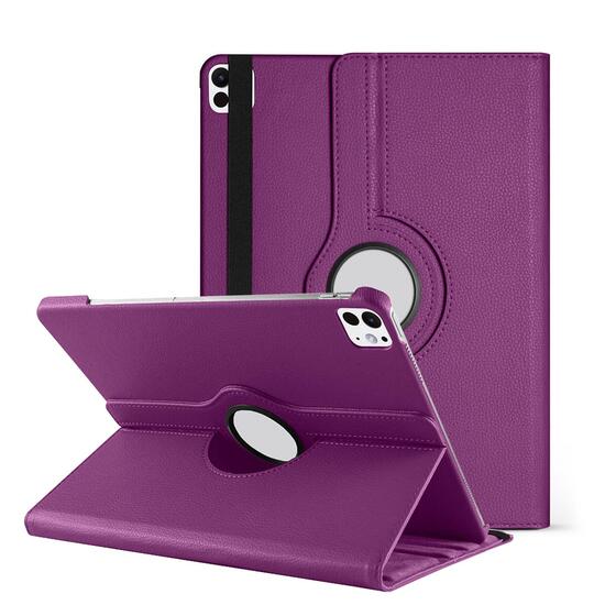 Microsonic Apple iPad Pro 11 2024 Kılıf (A2836-A2837) 360 Rotating Stand Deri Mor