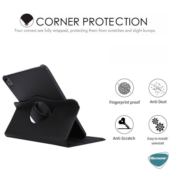 Microsonic Apple iPad Pro 11 2024 Kılıf (A2836-A2837) 360 Rotating Stand Deri Mavi