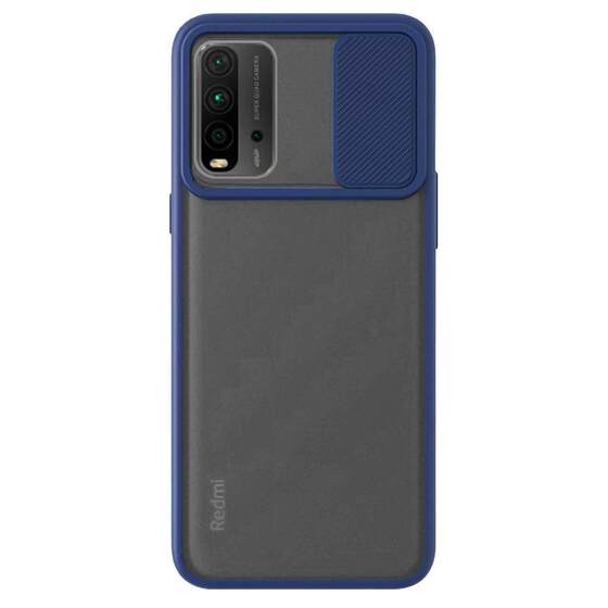 Microsonic Xiaomi Redmi 9T Kılıf Slide Camera Lens Protection Lacivert