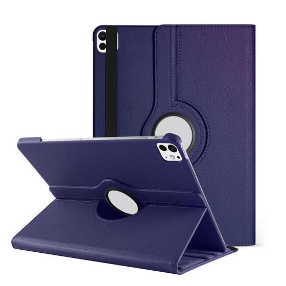 Microsonic Apple iPad Pro 11 2024 Kılıf (A2836-A2837) 360 Rotating Stand Deri Lacivert