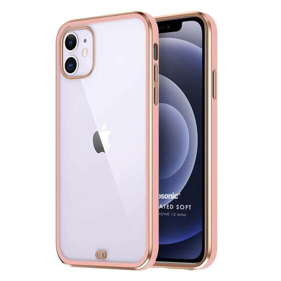 Microsonic Apple iPhone 12 Mini Kılıf Laser Plated Soft Pembe