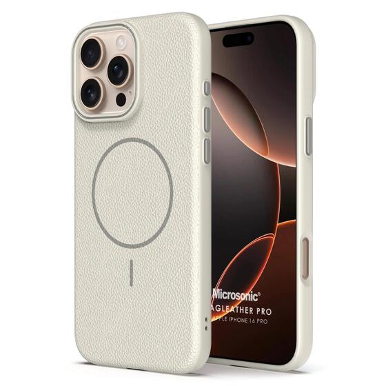 Microsonic Apple iPhone 16 Pro Kılıf MagLeather Pro Bej