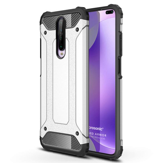 Microsonic Xiaomi Redmi K30 Kılıf Rugged Armor Gümüş