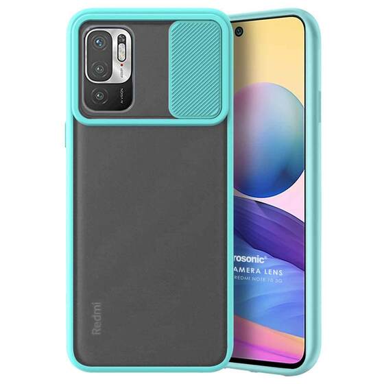 Microsonic Xiaomi Redmi Note 10 5G Kılıf Slide Camera Lens Protection Turkuaz