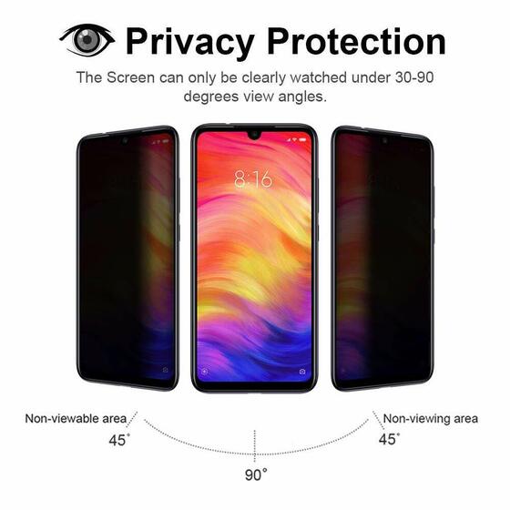 Microsonic Xiaomi Redmi Note 7 Privacy 5D Gizlilik Filtreli Cam Ekran Koruyucu Siyah