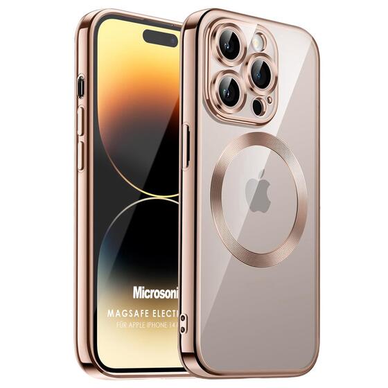 Microsonic Apple iPhone 14 Pro Kılıf MagSafe Luxury Electroplate Rose Gold