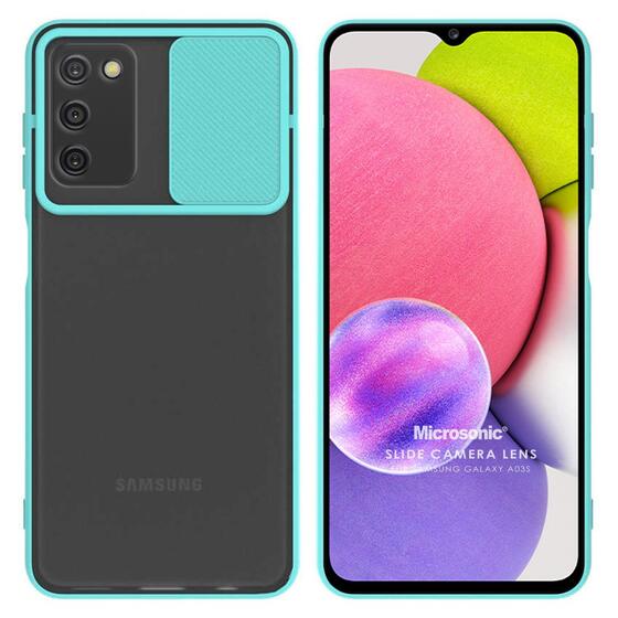 Microsonic Samsung Galaxy A03s Kılıf Slide Camera Lens Protection Turkuaz