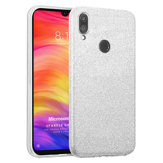 Microsonic Xiaomi Redmi Note 7 Kılıf Sparkle Shiny Gümüş