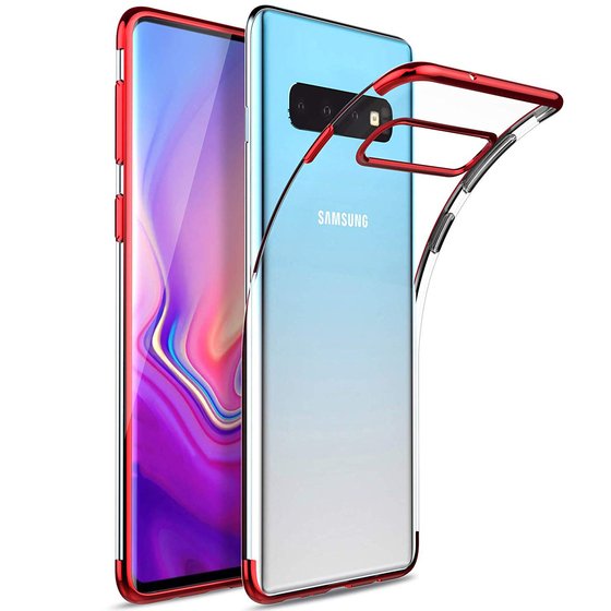 Microsonic Samsung Galaxy S10 Kılıf Skyfall Transparent Clear Kırmızı