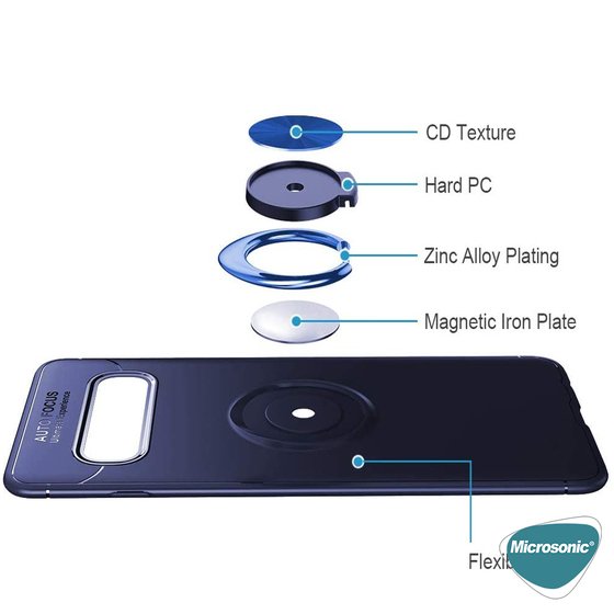 Microsonic Samsung Galaxy S10e Kılıf Kickstand Ring Holder Siyah