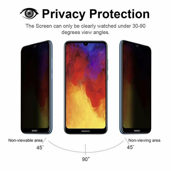 Microsonic Huawei Y7 2019 Privacy 5D Gizlilik Filtreli Cam Ekran Koruyucu Siyah