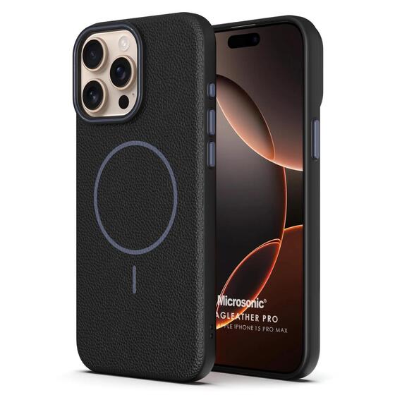 Microsonic Apple iPhone 15 Pro Max Kılıf MagLeather Pro Siyah