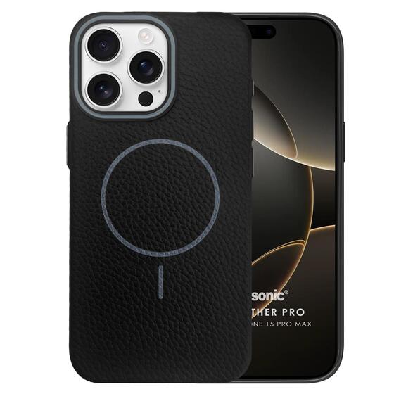 Microsonic Apple iPhone 15 Pro Max Kılıf MagLeather Pro Siyah