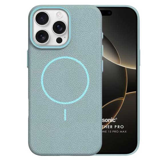 Microsonic Apple iPhone 15 Pro Max Kılıf MagLeather Pro Mavi