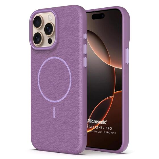 Microsonic Apple iPhone 15 Pro Max Kılıf MagLeather Pro Lila