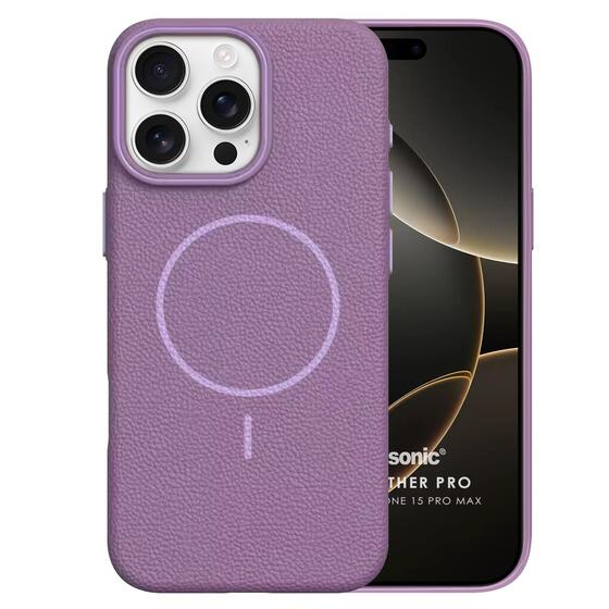 Microsonic Apple iPhone 15 Pro Max Kılıf MagLeather Pro Lila