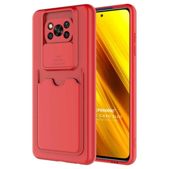 Microsonic Xiaomi Poco X3 NFC Kılıf Inside Card Slot Kırmızı