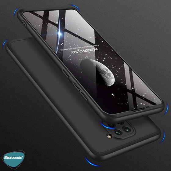 Microsonic Xiaomi Redmi Note 9 Kılıf Double Dip 360 Protective Siyah Kırmızı