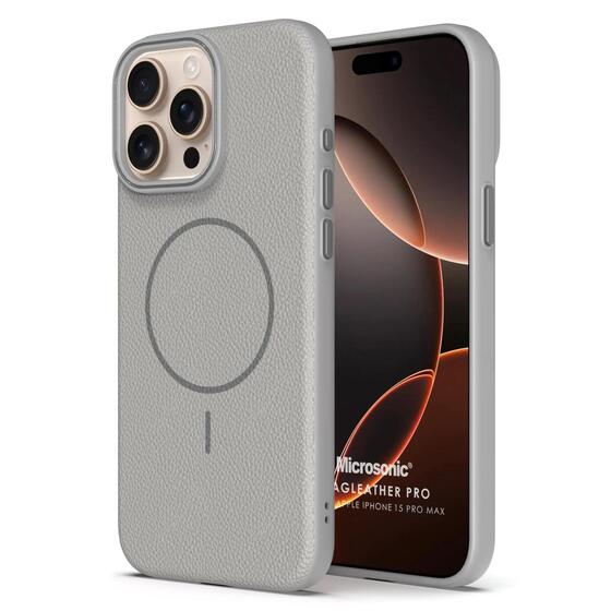Microsonic Apple iPhone 15 Pro Max Kılıf MagLeather Pro Gri