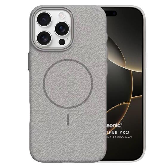 Microsonic Apple iPhone 15 Pro Max Kılıf MagLeather Pro Gri