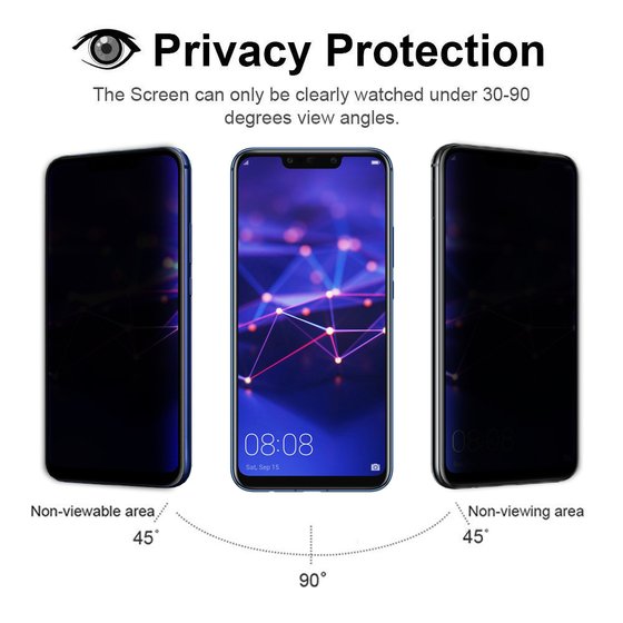 Microsonic Huawei Mate 20 Lite Privacy 5D Gizlilik Filtreli Cam Ekran Koruyucu Siyah