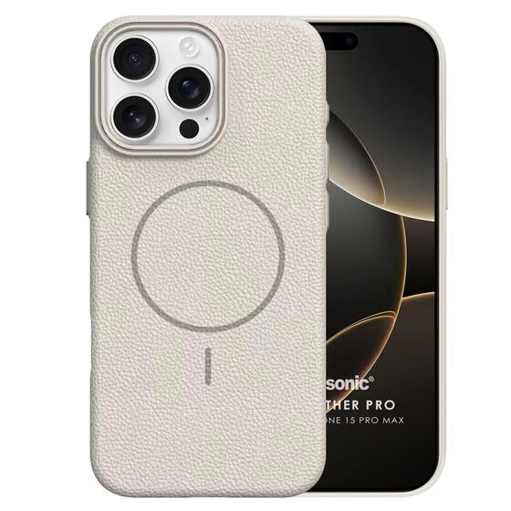 Microsonic Apple iPhone 15 Pro Max Kılıf MagLeather Pro Bej