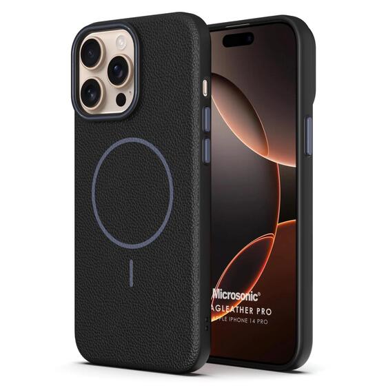 Microsonic Apple iPhone 14 Pro Kılıf MagLeather Pro Siyah