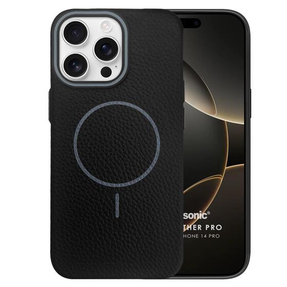 Microsonic Apple iPhone 14 Pro Kılıf MagLeather Pro Siyah