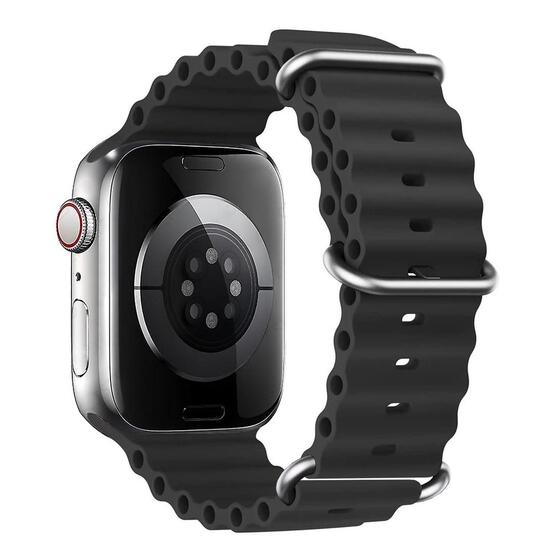 Microsonic Apple Watch Series 10 42mm Kordon Aqua Belt Siyah