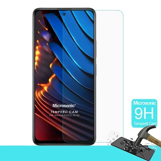 Microsonic Xiaomi Poco X3 GT Tempered Glass Cam Ekran Koruyucu