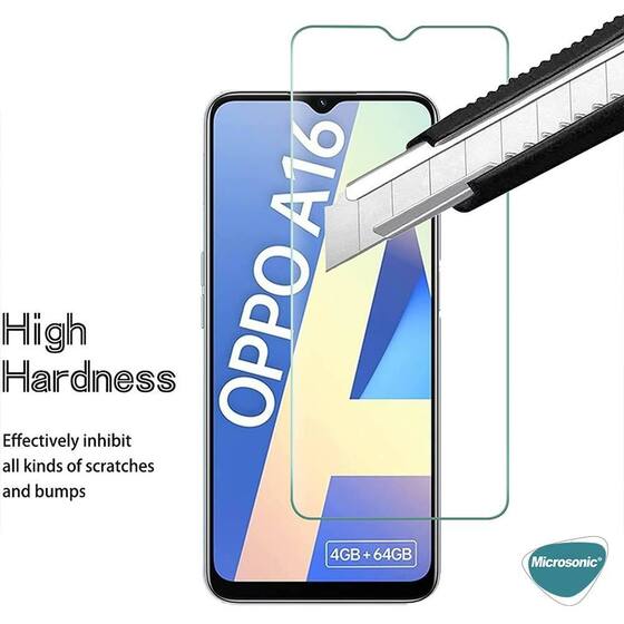 Microsonic Oppo A16 Tempered Glass Cam Ekran Koruyucu