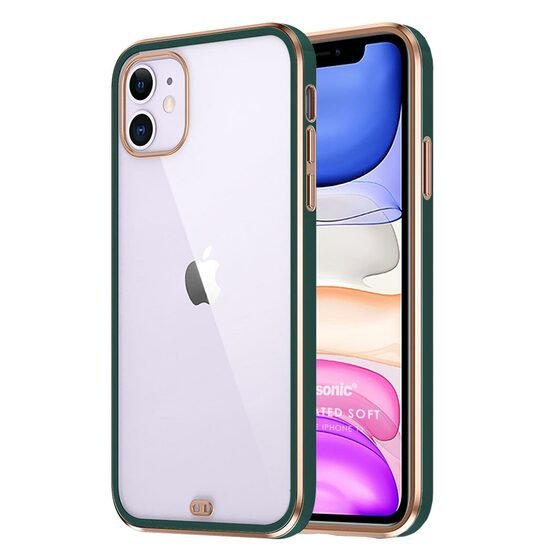 Microsonic Apple iPhone 11 Kılıf Laser Plated Soft Koyu Yeşil