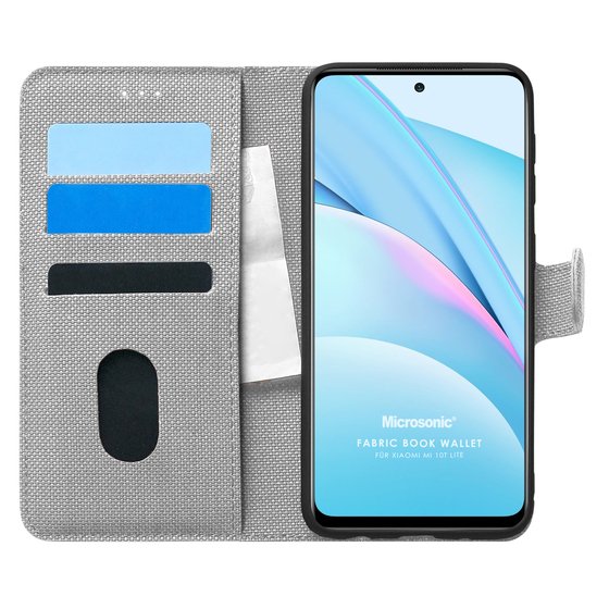 Microsonic Xiaomi Mi 10T Lite Kılıf Fabric Book Wallet Gri