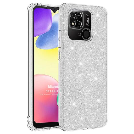 Microsonic Xiaomi Poco C40 Kılıf Sparkle Shiny Gümüş