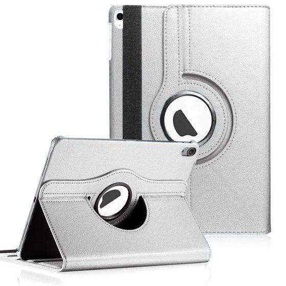 Microsonic Apple iPad Air 13 2024 Kılıf (A2898-A2899) 360 Rotating Stand Deri Gümüş