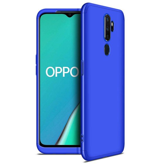 Microsonic Oppo A5 2020 Kılıf Double Dip 360 Protective Mavi